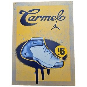 Jordan Carmelo Anthony Nike Wood‎ Retail Display Sign Jumpman Melo 15 Rare 20x30